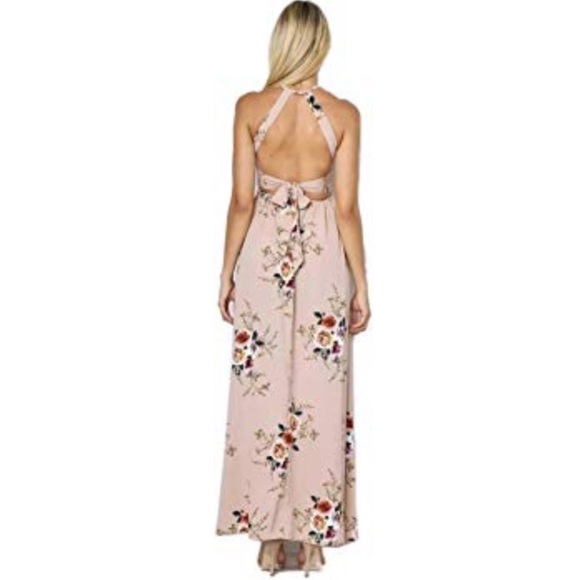 NWT Taupe floral high neck maxi dress - Picture 3 of 8